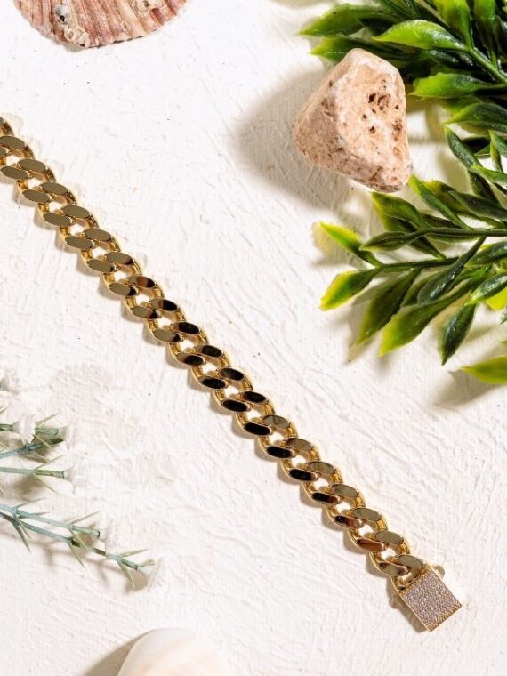 Taş Kilit İşlemeli Altın Bileklik