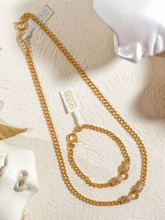 Sıkı İşleme Altın Set (Kolye & Bileklik)