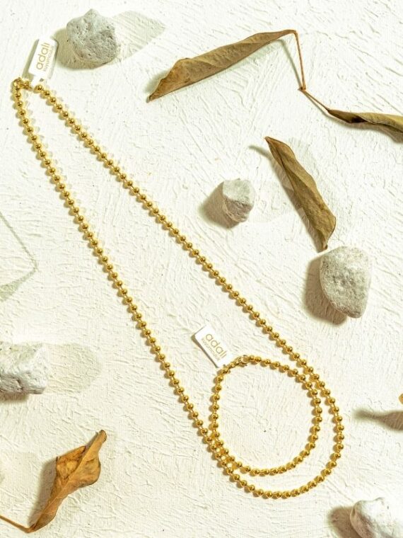 Bilye Taneli Altın Kolye & Bileklik Seti